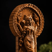 Wooden Hecate Triple Goddess Statue