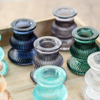 Blue & Green Taper Candle Holders (Set of 12)