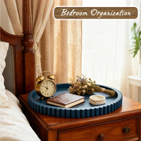 Blue Wooden Round Tray