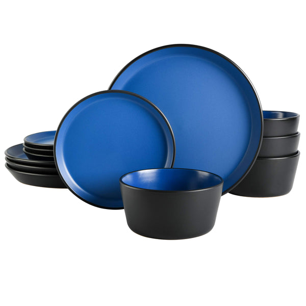 Matte Blue Stoneware Set (Set of 12)
