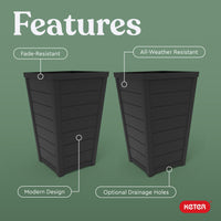 Graphite Wood-Look Planters (Set of 2)