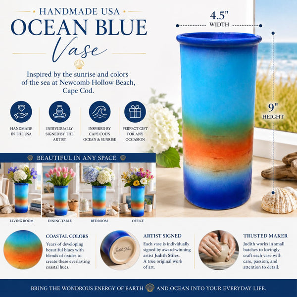 Ocean Blue Pottery Vase