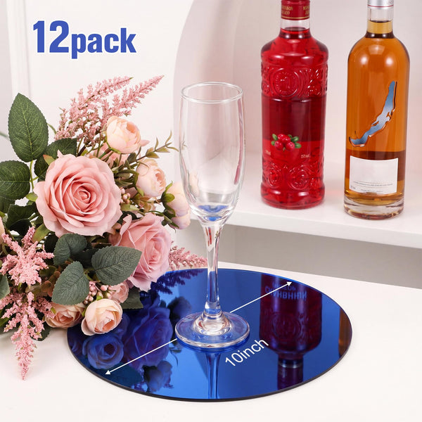 Blue Mirror Candle Plate (Set of 12)