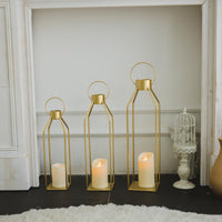 Gold Farmhouse Lanterns (Set of 3)