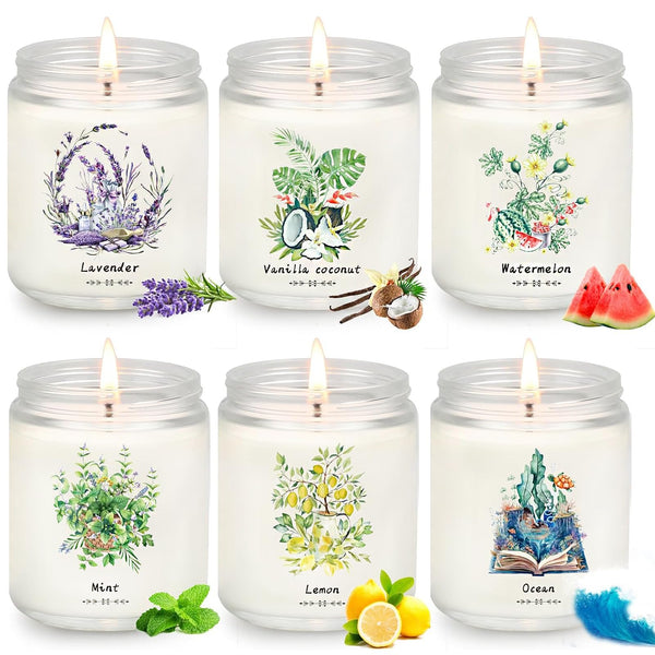 White Glass Soy Candles (Set of 6)