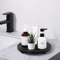 Black Wood Round Riser Tray