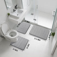 Grey Memory Foam Bath Mat (Set of 3)