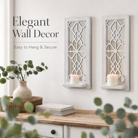 White Wood Candle Sconces (Set of 2)