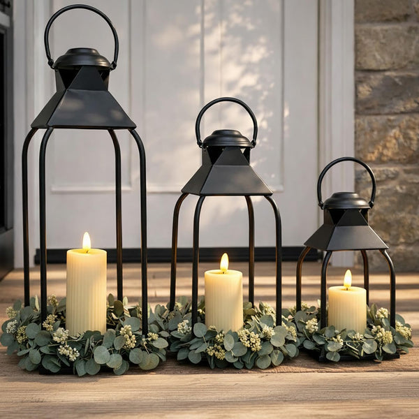 Black Metal Lanterns (Set of 3)