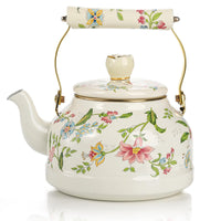 Green Floral Enamel Kettle