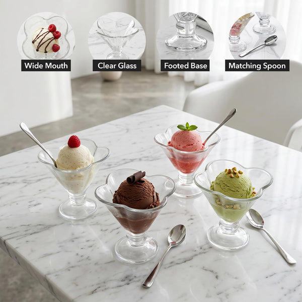 Clear Glass Dessert Bowls (Set of 4)
