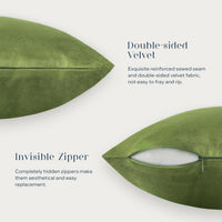 Green Velvet Throw Pillow Cover (Set of 2)