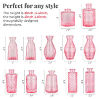 Pink Flower Bud Vases (Set of 12)