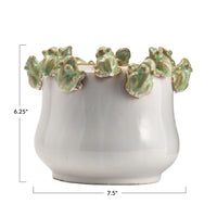 Ivory Stoneware Frog Planter