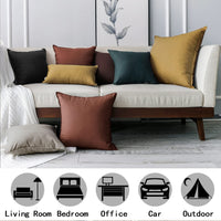 Black Linen Throw Pillow Covers (Set of 2)