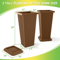 Brown Ribbed Planters (Set of 2)