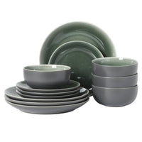 Green Stoneware Dinnerware (Set of 12)