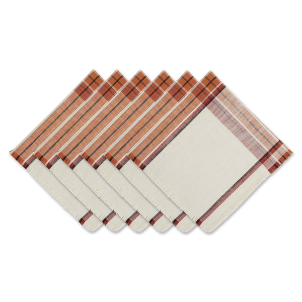 Orange Plaid Napkins (Set of 6)