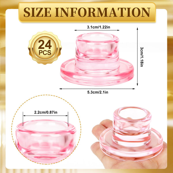 Pink Glass Taper Holders (Set of 24)