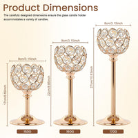 Gold Crystal Candle Holders (Set of 6)
