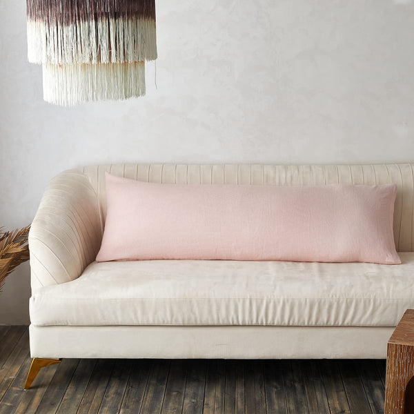 Dusty Pink Linen Body Pillow Cover