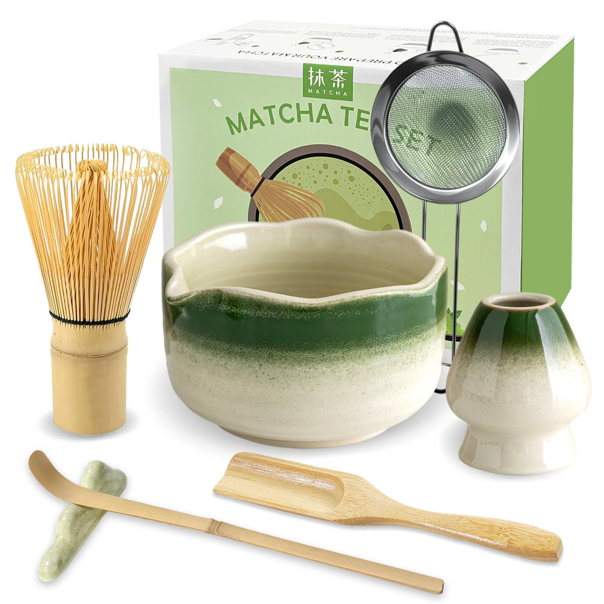 Green Ceramic Matcha Set (Set of 7)