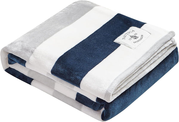 Navy Awning Stripe Throw