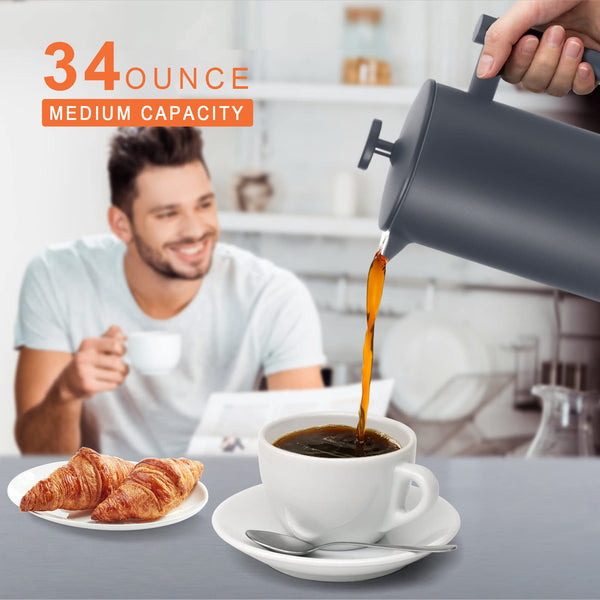 Grey Steel French Press