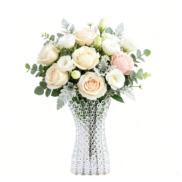 White Beaded Flower Vase