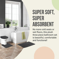 Charcoal Chenille Bath Mat (Set of 3)