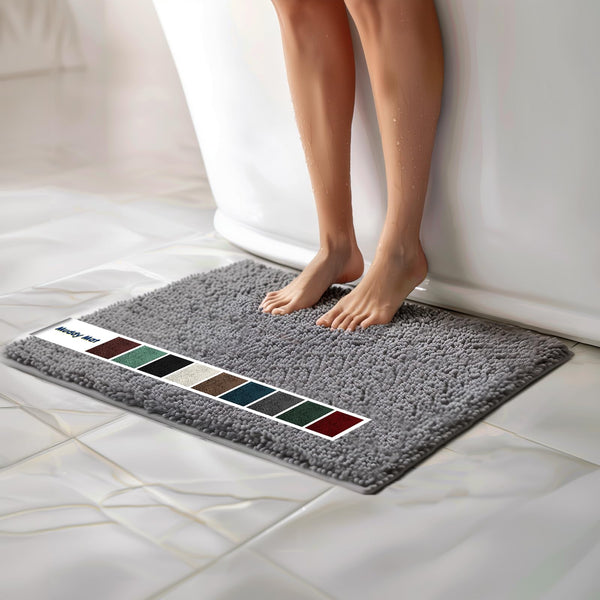 Grey Quick-Dry Chenille Bath Mat