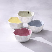 Yellow Floral Dessert Bowls (Set of 4)