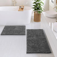 Grey Chenille Bath Rugs (Set of 2)