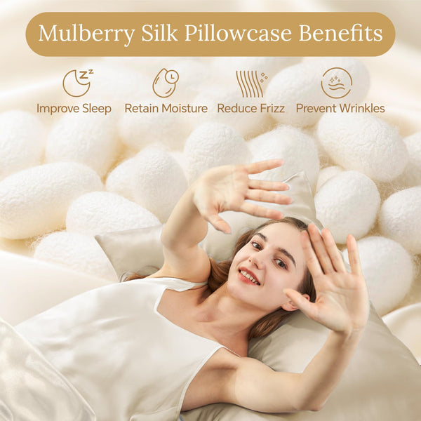 Beige Mulberry Silk Pillowcase