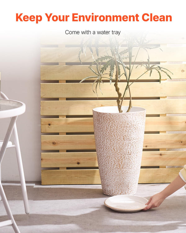 Beige Stone Tall Planters (Set of 2)