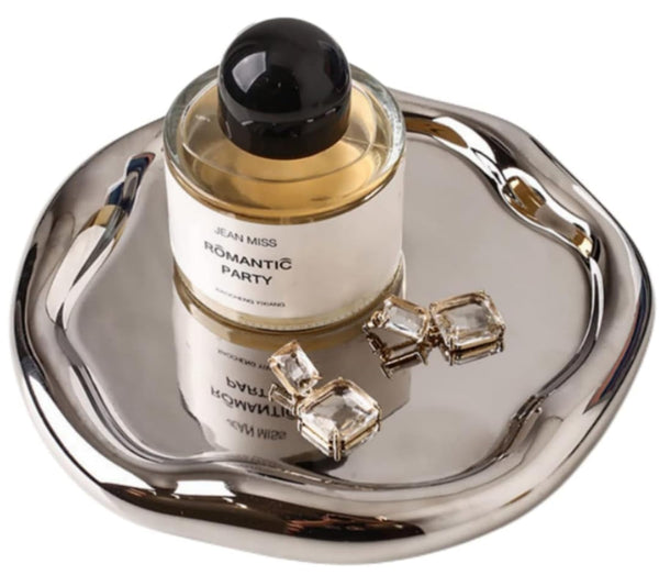 Silver Ceramic Vanity Tray