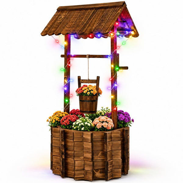 Wooden Wishing Well Planter