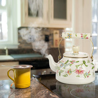 Green Floral Enamel Kettle