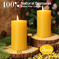 Honeycomb Beeswax Pillar Candles (Set of 3)