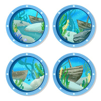 Blue Porthole Wall Decor (Set of 4)