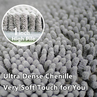 Light Grey Chenille Bath Mat (Set of 3)