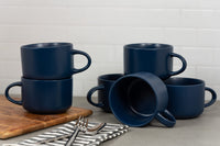 Midnight Blue Oversized Mugs (Set of 6)