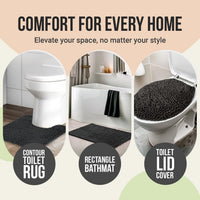 Charcoal Chenille Bath Mat (Set of 3)