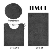 Charcoal Chenille Bath Mat (Set of 3)