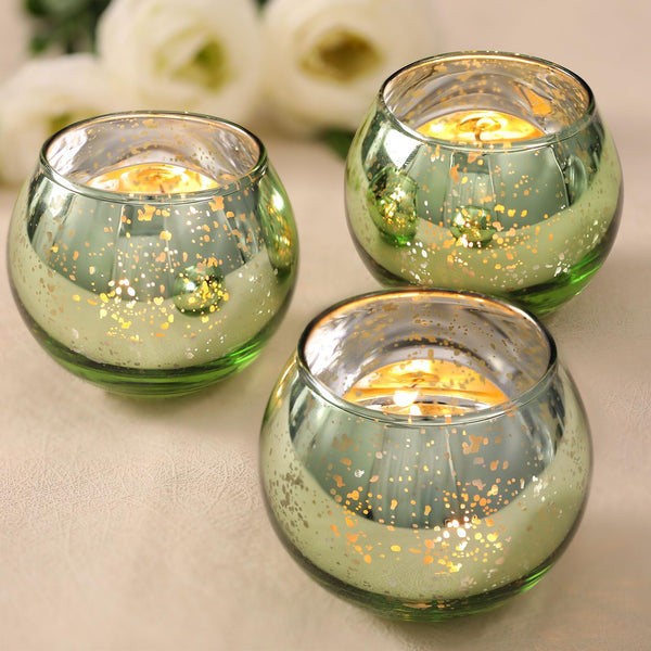 Green Mercury Glass Votives (Set of 24)