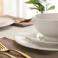 White Beaded Rim Dinnerware (Set of 12)