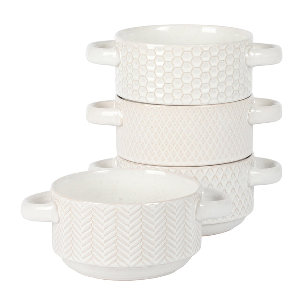 White Handled Soup Bowls (Set of 4)