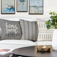 Gray Geometric Pillow Cover (Set of 4)