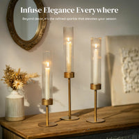 Gold Hurricane Candlesticks (Set of 6)