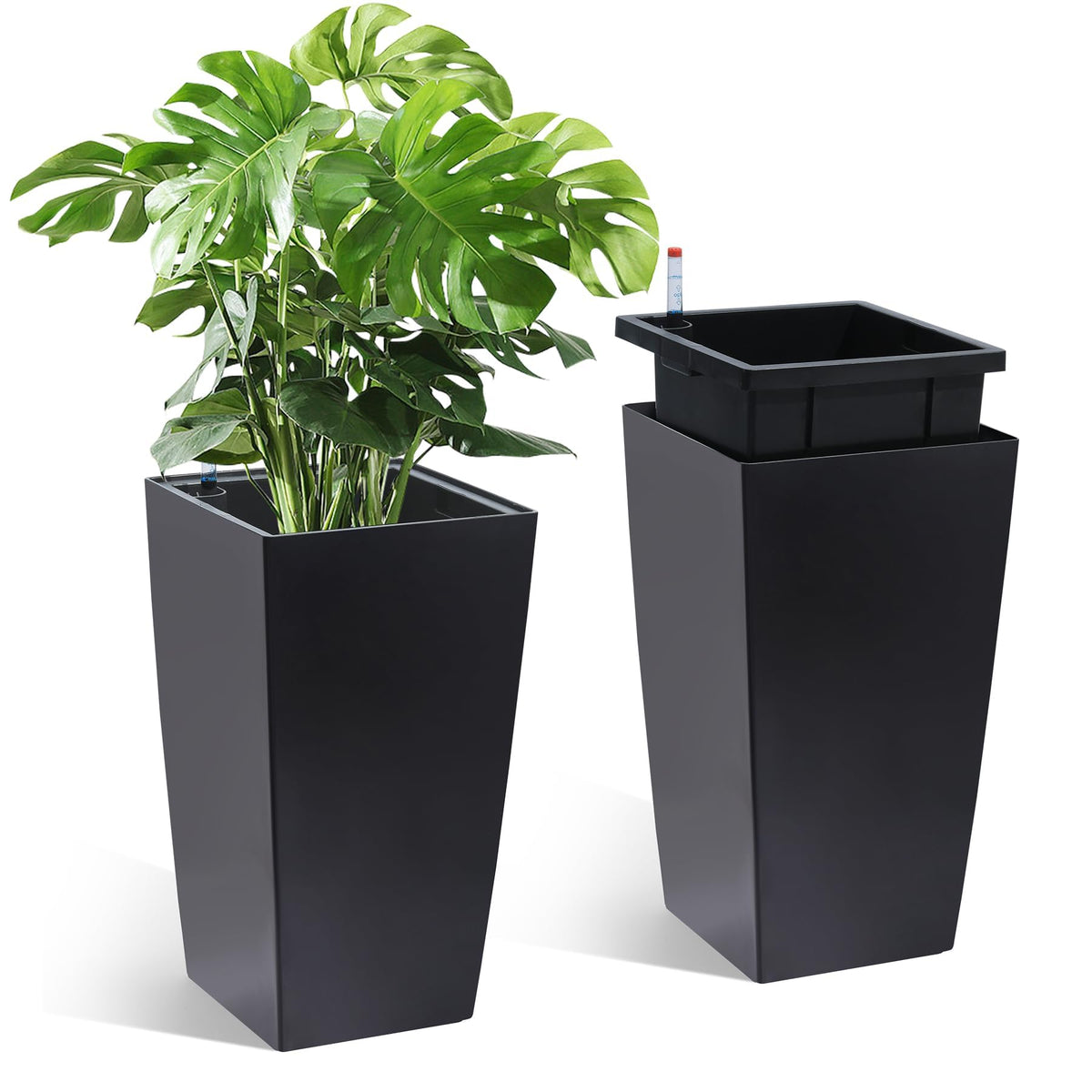 Black Tall Planters (Set of 2)